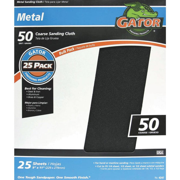 Gator 9 In. W. x 11 In. L. 50 Grit Emery Cloth (25-pack)