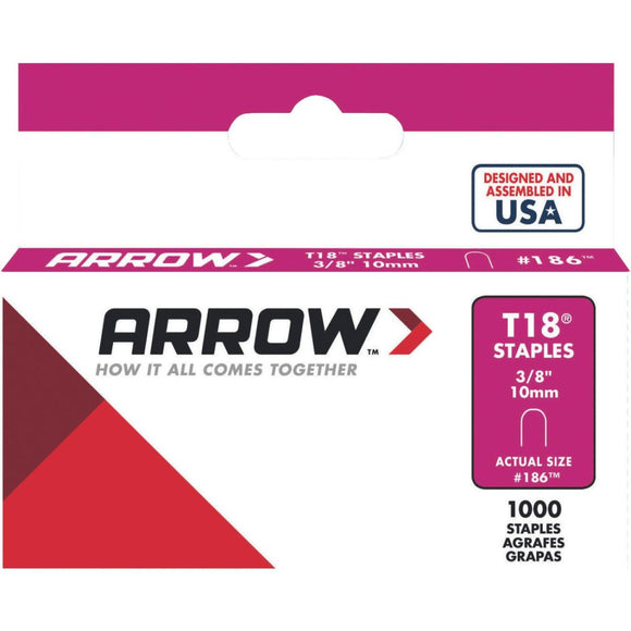 Arrow T18 Round Crown Cable Staple, 3/8 In. (1000-Pack)