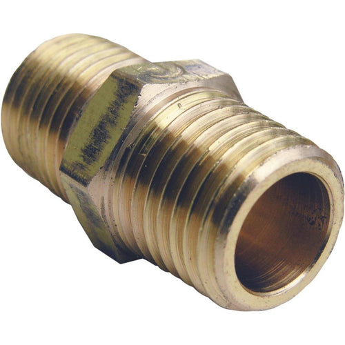 Lasco 1/4 In. MPT x 1/4 In. MPT Brass Hex Nipple