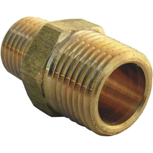 Lasco 3/8 In. MPT x 1/4 In. MPT Brass Hex Nipple