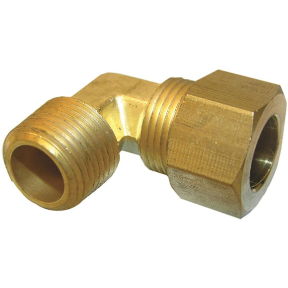 Lasco 1/2 C x 3/8 In. MPT 90 deg Compression Brass Elbow