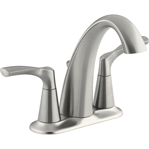 Kohler Mistos Brushed Nickel 2-Handle Lever 4 In. Centerset Bathroom Faucet with Pop-Up