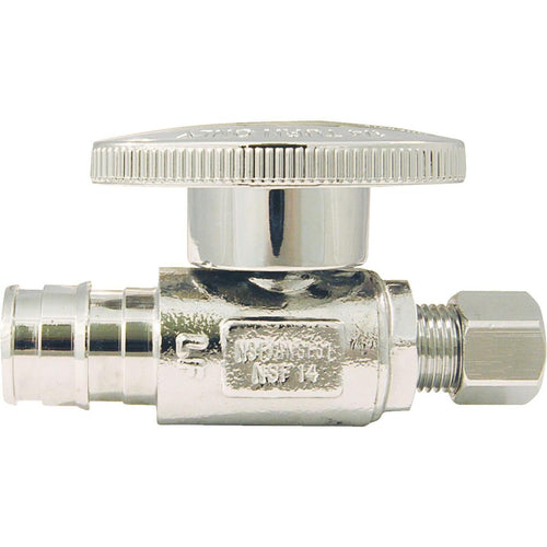 Conbraco 1/2 In. Barb x 1/4 In. Compression Chrome-Plated Brass Straight PEX Stop Valve, Type A