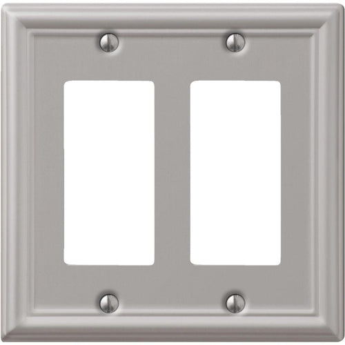 Amerelle Chelsea 2-Gang Stamped Steel Rocker Decorator Wall Plate, Brushed Nickel