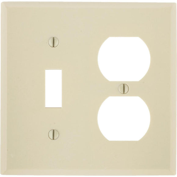 Leviton Oversized 2-Gang Thermoset Single Toggle/Duplex Outlet Wall Plate, Ivory