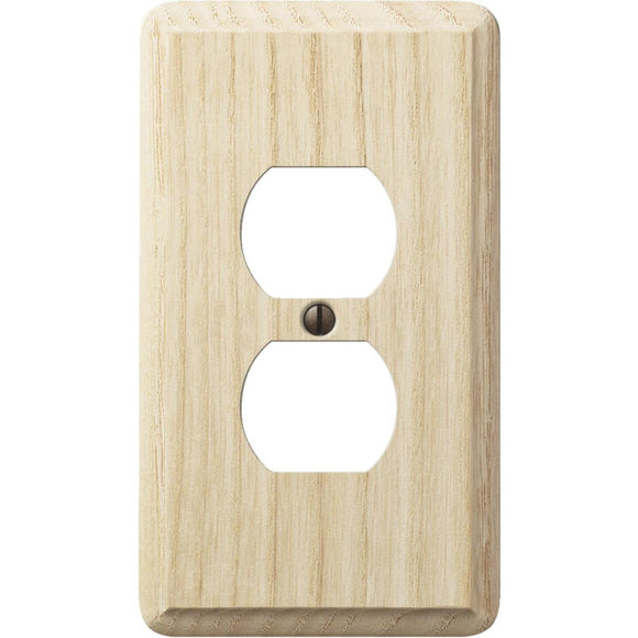 Amerelle 1-Gang Solid Oak Outlet Wall Plate, Unfinished Ash