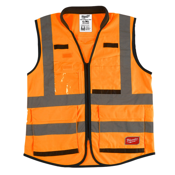 High Visibility Orange Performance Safety Vest - L/XL