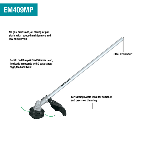 Makita 18V LXT® Lithium‑Ion Brushless Cordless Couple Shaft Power Head Kit w/ 13 String Trimmer Attachment (4.0Ah) (XUX02SM1X1)